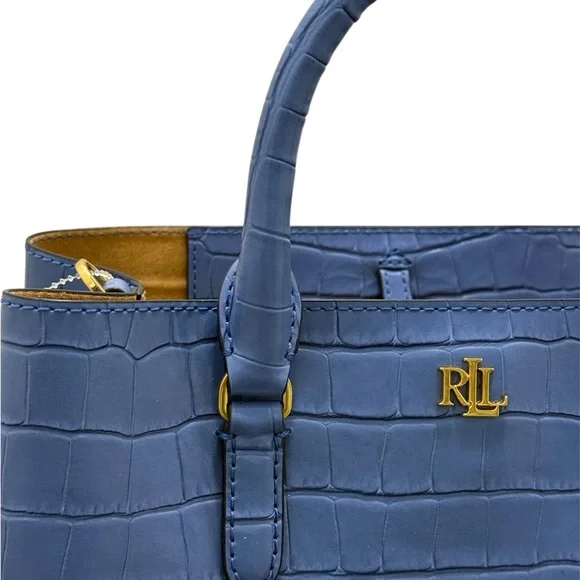 Brand New Ralph Lauren Blue Crocodile Embossed Women's Crossbody Bag - Picture 2 of 13